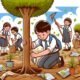Gerakan Menanam Pohon oleh Pelajar Sekolah